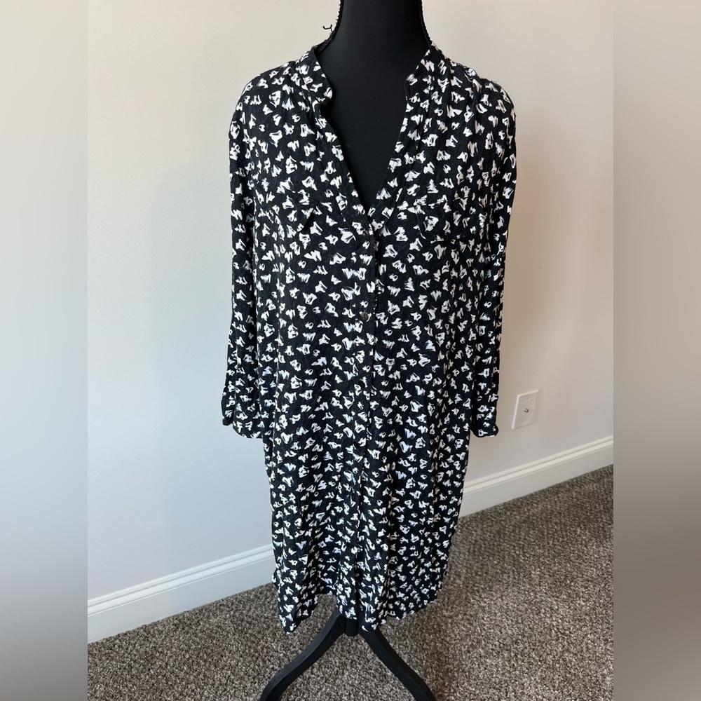 NIC + ZOE Vintage Petals Printed Shirt Dress Size Large
